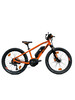Orange KTM Mountain E-Bike mit schwarzen Rädern und Rahmen.