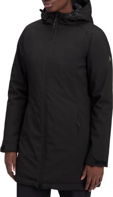 Schwarze Damenjacke mit Kapuze und Reißverschluss. Schwarze Damenjacke mit Kapuze und Reißverschluss.
