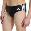 Schwarze Adidas Badehose für Herren mit weißen Streifen und Logo.