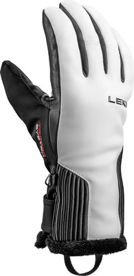 Leki Skihandschuh mit schwarzen und weißen Elementen und Logo. Leki Skihandschuh mit schwarzen und weißen Elementen und Logo.