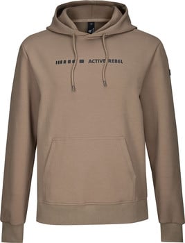 Braune Kapuzenpullover mit ACTIVE REBEL-Aufdruck auf der Brust.