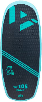 Blaues Board mit schwarzer Anti-Rutsch-Matte und türkisfarbenen Akzenten.