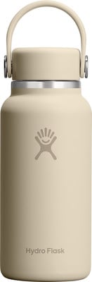 Helle beige Hydro Flask Flasche mit Logo und Griff. Helle beige Hydro Flask Flasche mit Logo und Griff.