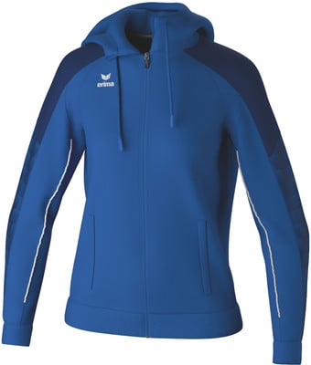 Blaue Herrenjacke mit Kapuze und Erima-Logo. Blaue Herrenjacke mit Kapuze und Erima-Logo.