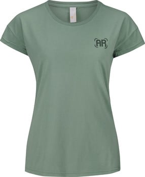 Damen-T-Shirt in Grün mit kurzen Ärmeln und AR-Logo auf der Brust.
