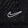 Schwarzer Stoff mit weißem Nike-Logo.