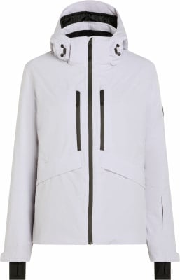 Hellgraue Herren-Skijacke mit Kapuze und dunklen Reißverschlüssen. Hellgraue Herren-Skijacke mit Kapuze und dunklen Reißverschlüssen.