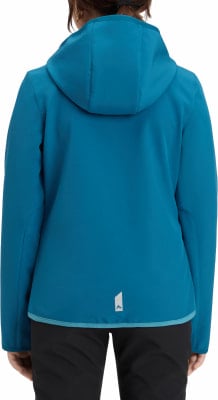 Dunkelblaue Damenjacke mit Kapuze und reflektierendem Detail am Rücken. Dunkelblaue Damenjacke mit Kapuze und reflektierendem Detail am Rücken.