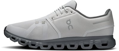 Grauer Laufschuh mit charakteristischer ON Cloud Sohle. Grauer Laufschuh mit charakteristischer ON Cloud Sohle.