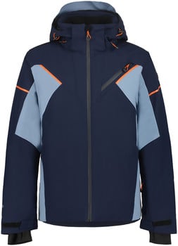 Herren dunkelblaue Skijacke mit blauen und orangen Akzenten.