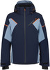Herren dunkelblaue Skijacke mit blauen und orangen Akzenten.