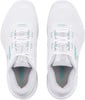 Weiße Tennisschuhe für Damen von HEAD Revolt Evo 2.0 mit türkisfarbenen Details.