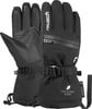 Schwarze Reusch Skihandschuhe mit Logo und Reißverschluss, Lederdetails.