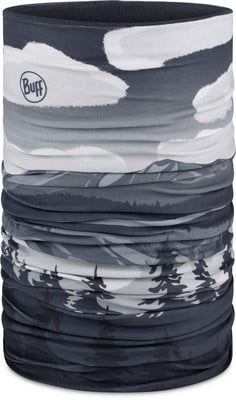 Grauer Buff-Schlauchschal mit Berg- und Wolkendruck, ideal für Outdoor-Aktivitäten. Grauer Buff-Schlauchschal mit Berg- und Wolkendruck, ideal für Outdoor-Aktivitäten.