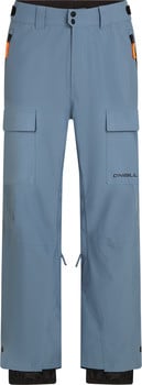 Blaue O'Neill Cargohose mit orangefarbenen Details und Logo am Oberschenkel.