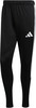 Schwarze Adidas Sporthose mit weißen Streifen und Logo.