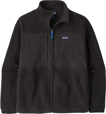 Schwarze Patagonia Fleecejacke mit durchgehendem Reißverschluss und blauem Detail. Schwarze Patagonia Fleecejacke mit durchgehendem Reißverschluss und blauem Detail.