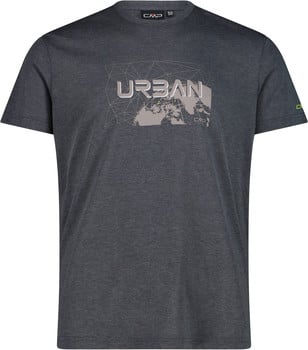 Herren dunkelgraues CMP T-Shirt mit Weltkarten-Print und dem Aufdruck Urban.