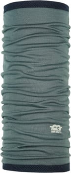 Grauer Merino-Wollschal mit Logo und Text 100% Merino.