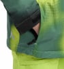 Detail einer Jacke mit Reißverschluss und Klettverschluss am Ärmel.