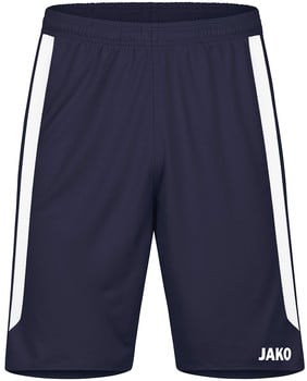 Dunkelblaue Sporthose mit weißen Seitenstreifen und JAKO-Logo.