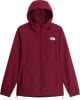 Damen-Weinrote Jacke von The North Face mit Kapuze und Logo auf der Brust.