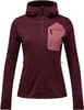 Damen-Weinrot-Jacke mit Kapuze und rosa Reißverschlusstasche.