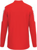 Ein rotes Sweatshirt mit langen Ärmeln und weißen Streifen an den Schultern.