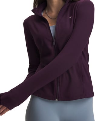 Damen-Weinrot-Jacke mit langen Ärmeln und durchgehendem Reißverschluss. Damen-Weinrot-Jacke mit langen Ärmeln und durchgehendem Reißverschluss.