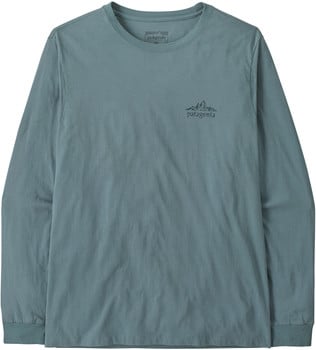 Blaues Langarmshirt mit Bergmotiv auf der Brust.