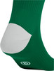 Grüner Socken mit weißer Ferse und Logo.