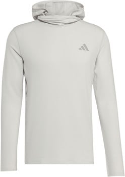 Graues Kapuzen-Sweatshirt mit Adidas-Logo auf der Brust.