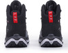 Zwei schwarze Wanderschuhe mit rotem L.F.F. Logo auf weißem Hintergrund.