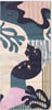 Tuch mit abstraktem Muster in Pastellfarben und Buff-Logo.