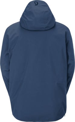 Rückansicht einer dunkelblauen Kapuzenjacke mit Scott-Logo.