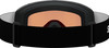 Skibrille mit orangefarbener Linse und schwarzem Band.
