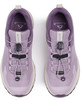 Lila niedrige Wanderschuhe mit Schnellverschluss und Gore-Tex-Membran.