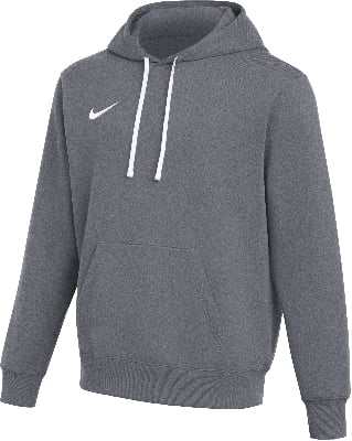 Graues Nike Herren Sweatshirt mit Kapuze und weißem Kordelzug, Logo auf der Brust.