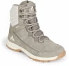 Grauer Damen-Winterstiefel mit Schnürung und Logo.