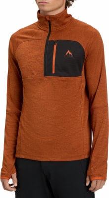 Herren-Orange-Jacke mit kurzem Reißverschluss und schwarzer Brusttasche.