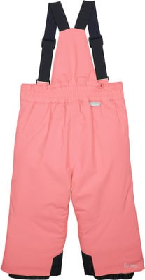 Rosa Skihose für Mädchen mit Latz und dunklen Trägern. Rosa Skihose für Mädchen mit Latz und dunklen Trägern.