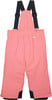 Rosa Skihose für Mädchen mit Latz und dunklen Trägern.