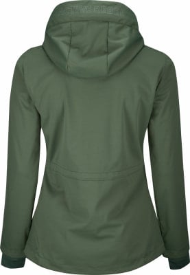 Grüne Jacke mit Kapuze und ACTIVE REBEL Schriftzug auf dem Rücken.