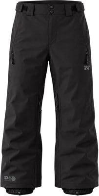 Schwarze Skihose mit Logo und Reißverschlüssen an den Beinen. Schwarze Skihose mit Logo und Reißverschlüssen an den Beinen.