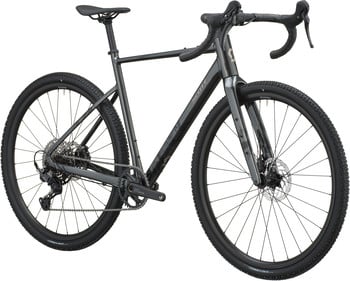 Graues Scott Gravelbike mit schwarzen Rädern und Lenker.