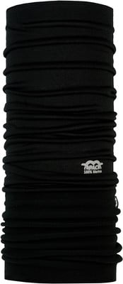 Schwarzer Merino-Schlauchschal mit Logo. Schwarzer Merino-Schlauchschal mit Logo.