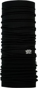 Schwarzer Merino-Schlauchschal mit Logo.