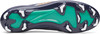 Fußballschuhsohle mit auffälligem grünen Mittelteil und dunkelblauem Rand.