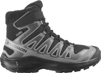 Schwarzer Kinder-Winterschuh von Salomon mit wasserdichter Membran und Schnellverschluss.