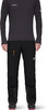 Mann in schwarzem Langarmshirt und schwarzer Hose mit orangefarbenem Reißverschluss.